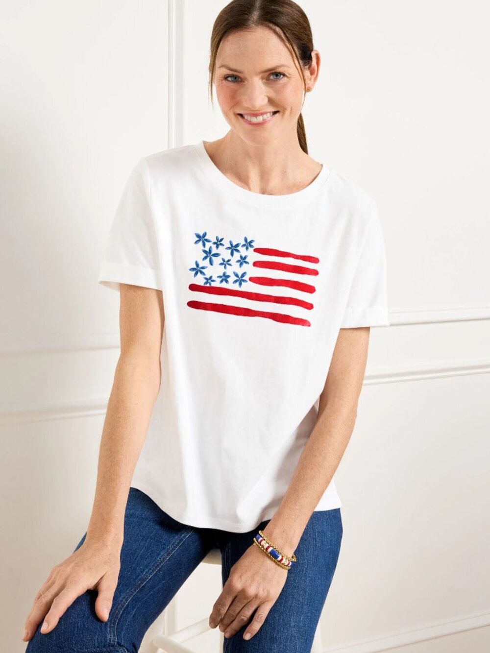 Talbots high-low tee with charming flag graphic - NWT